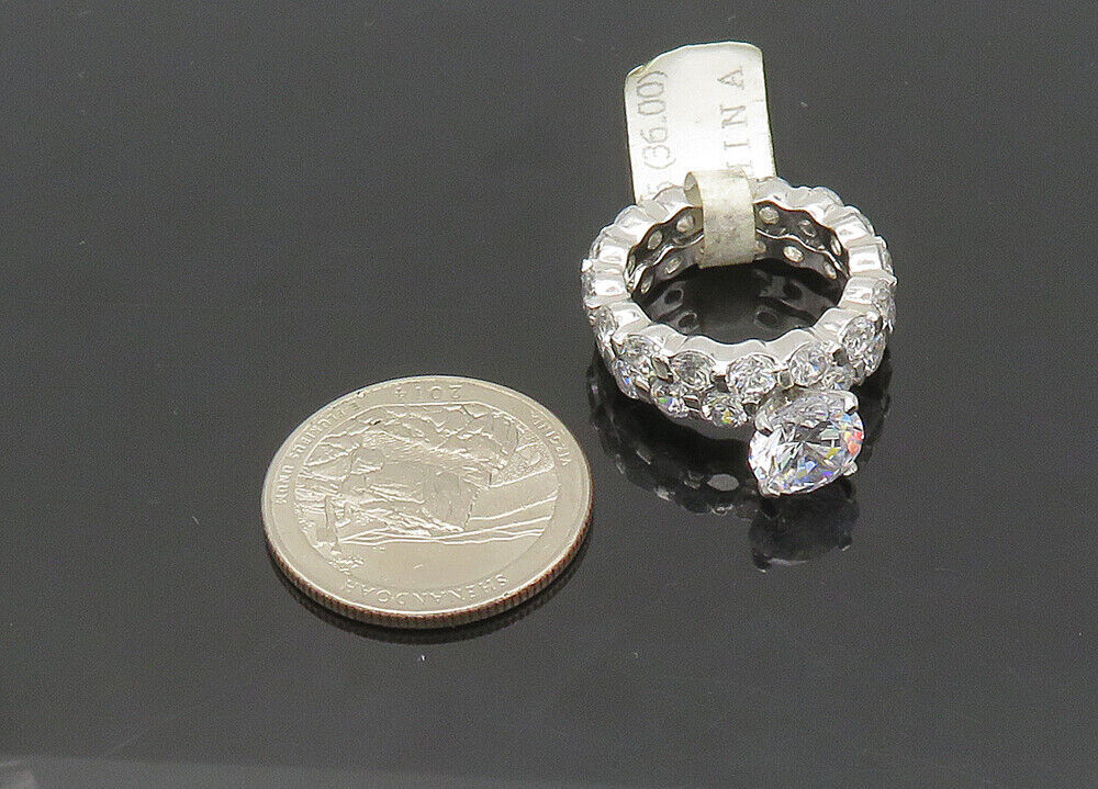 925 Silver  Vintage Sparkling Cubic Zirconia 2Pcs Band Ring Sz 6  RG21003