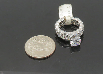 925 Silver  Vintage Sparkling Cubic Zirconia 2Pcs Band Ring Sz 6  RG21003