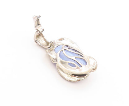 925 Sterling Silver Vintage Pendant CAROLYN POLLACK Floral Laced Agate  PT24197