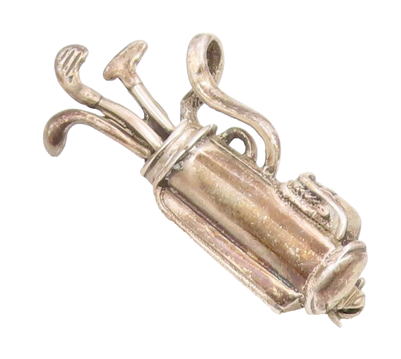 MEXICO 925 Silver  Vintage Bag Of Golf Clubs Sports Motif Brooch Pin  BP8905