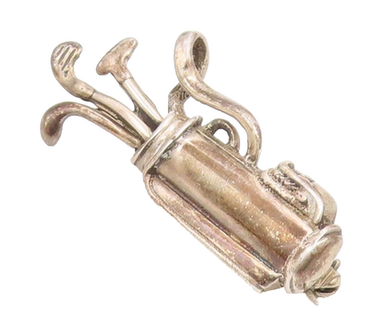 MEXICO 925 Silver  Vintage Bag Of Golf Clubs Sports Motif Brooch Pin  BP8905