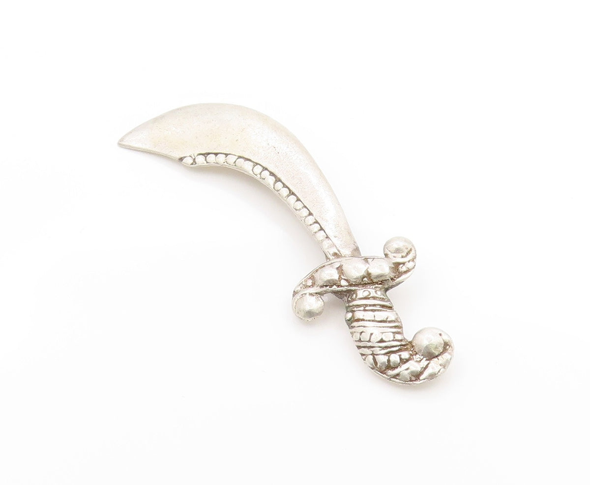 925 Sterling Silver Vintage Brooch Antique Scimitar Sword Warrior Pin   BP11884