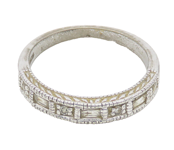 925 Sterling Silver  Vintage Shiny Cubic Zirconia Band Ring Sz 7  RG18516