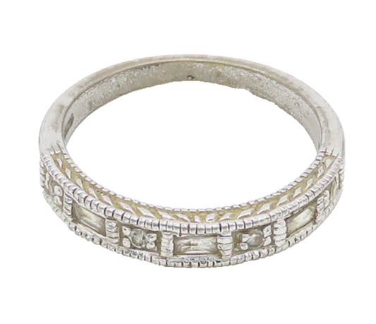925 Sterling Silver  Vintage Shiny Cubic Zirconia Band Ring Sz 7  RG18516