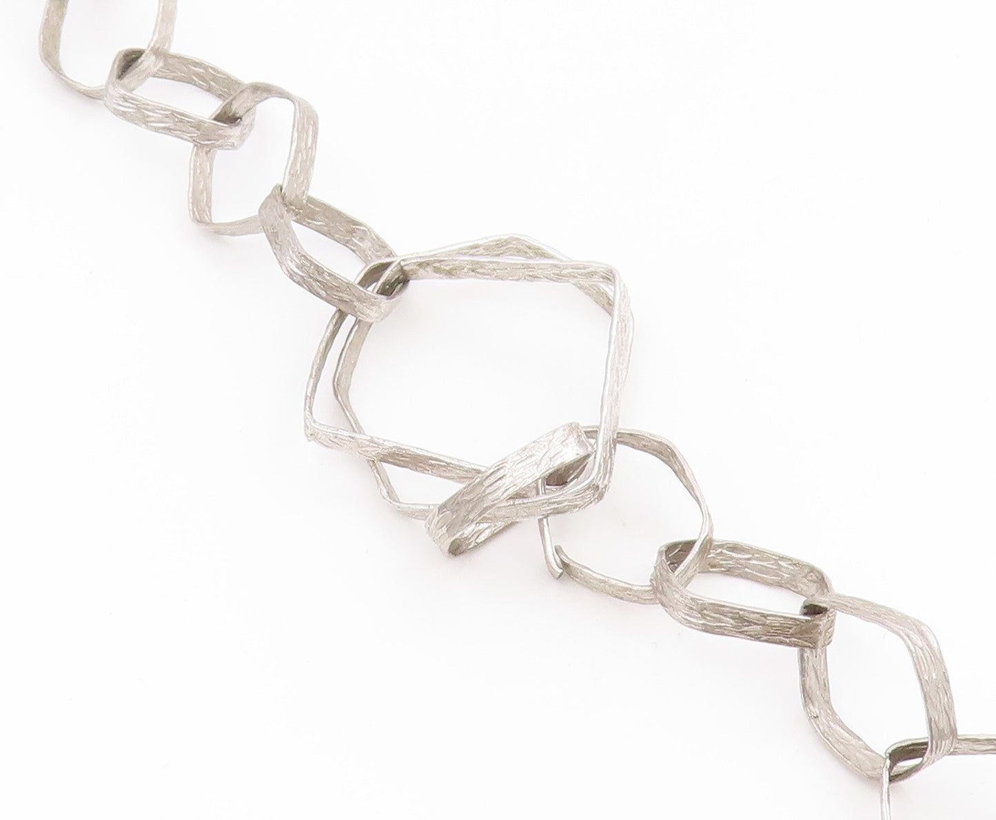 925 Sterling Silver Vintage Necklace UNO A ERRE Geometric Squares Link  NE4831