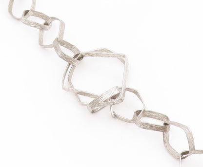 925 Sterling Silver Vintage Necklace UNO A ERRE Geometric Squares Link  NE4831