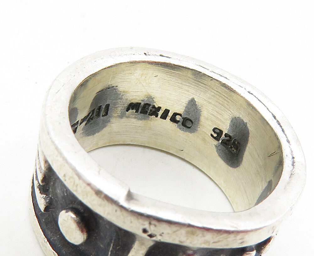 MEXICO 925 Sterling Silver  Vintage Oxidized Pattern Band Ring Sz 6.5  RG9526