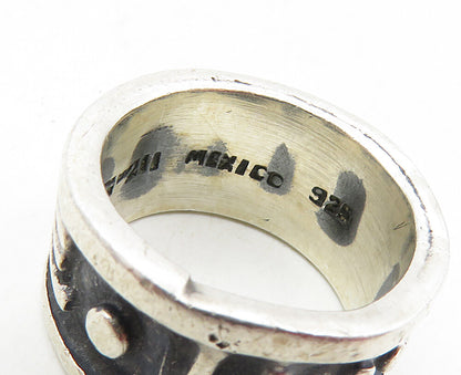 MEXICO 925 Sterling Silver  Vintage Oxidized Pattern Band Ring Sz 6.5  RG9526