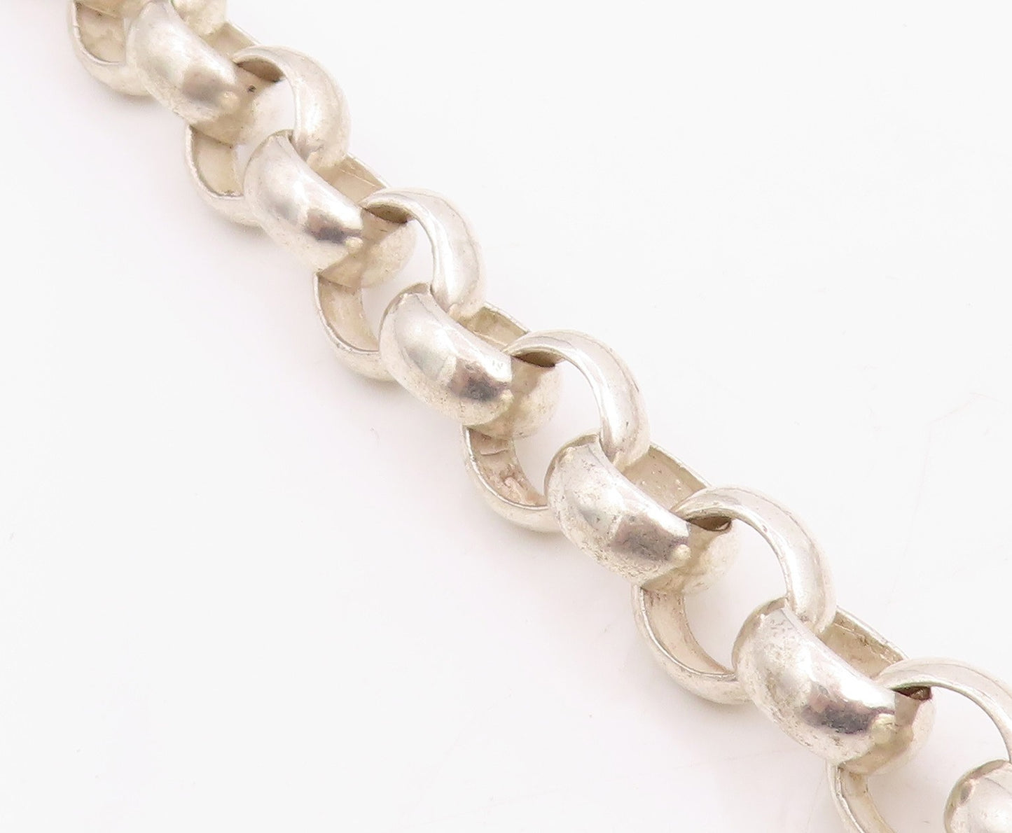 925 Sterling Silver Vintage Necklace Interlocking Circle With Love Heart  NE4775