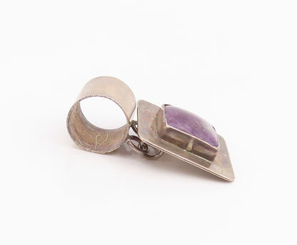 925 Sterling Silver Vintage Pendant Genuine Charoite Geometric Charm  PT26026