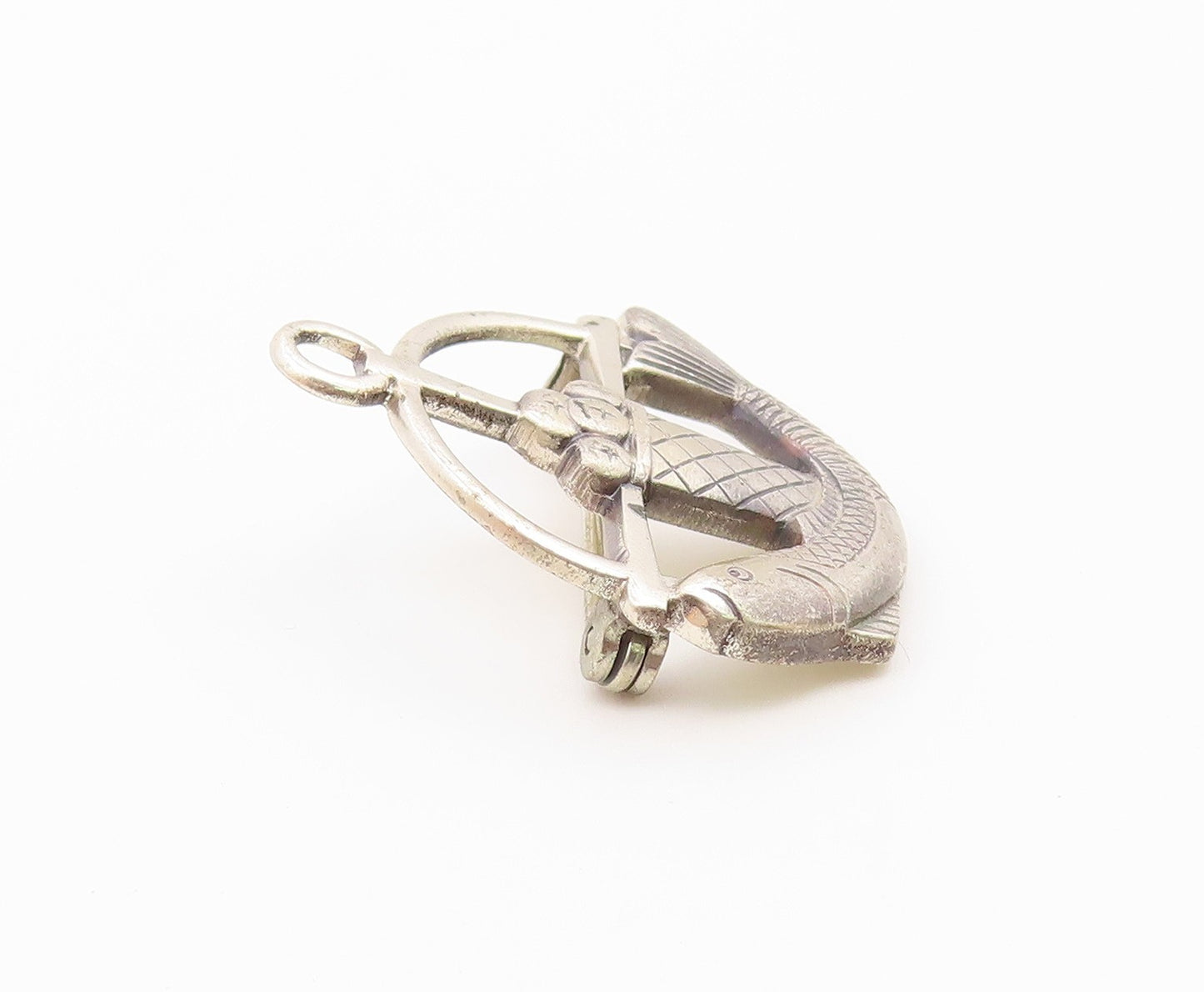 CREED 925 Sterling Silver  Vintage Fish & Bread Christian Brooch Pin  BP9331