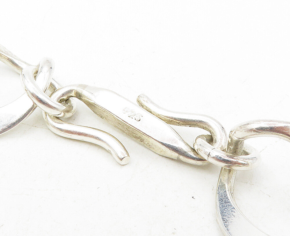 925 Sterling Silver  Vintage Shiny Polished Open Link Chain Bracelet  BT4091