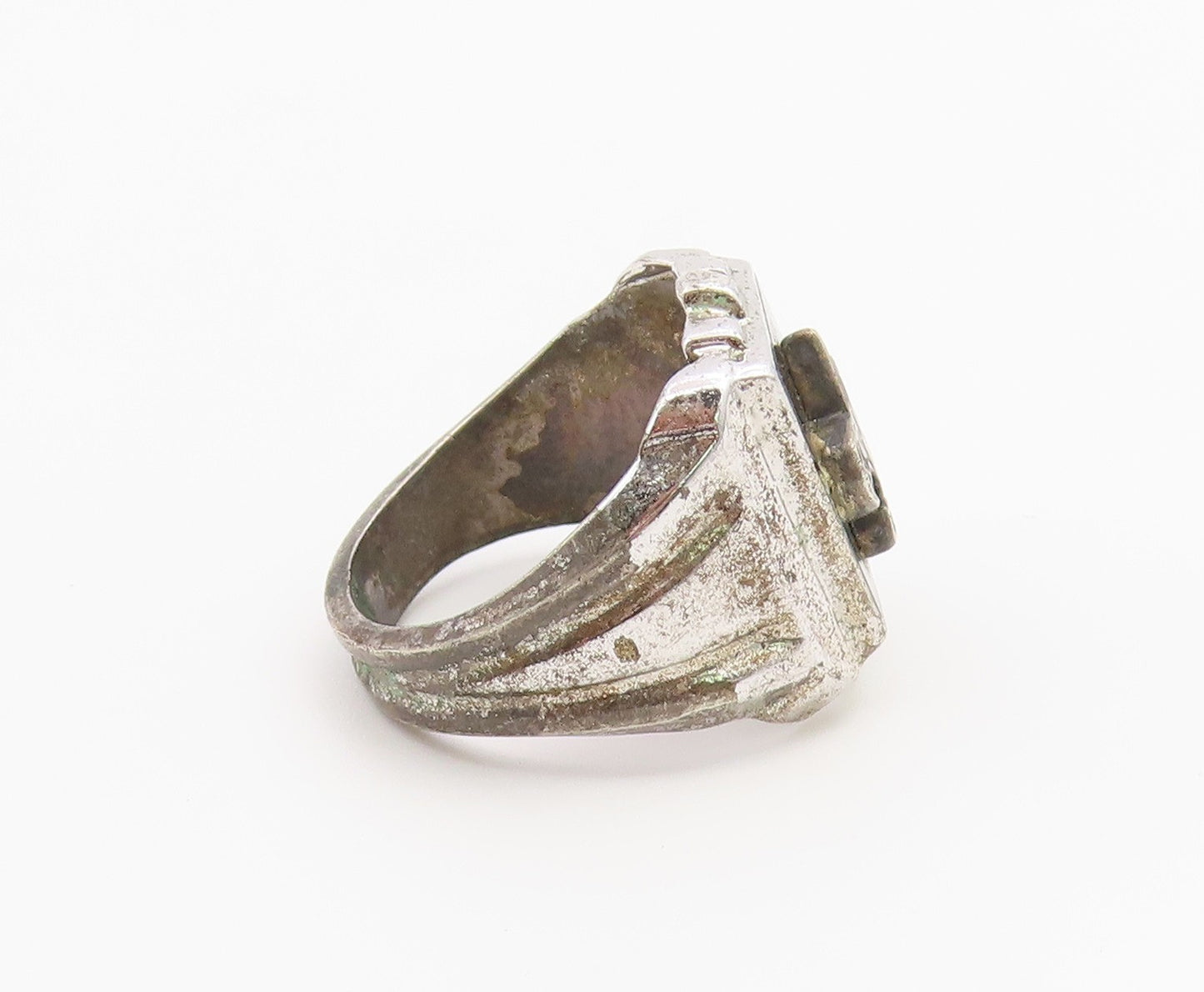 925 Sterling Silver Vintage Ring Onyx Boy Scouts of America Shield Sz 6 RG36807