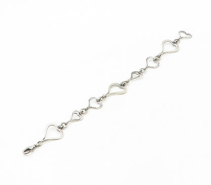 ISRAEL 925 Sterling Silver  Vintage Open Love Hearts Chain Bracelet  BT6619