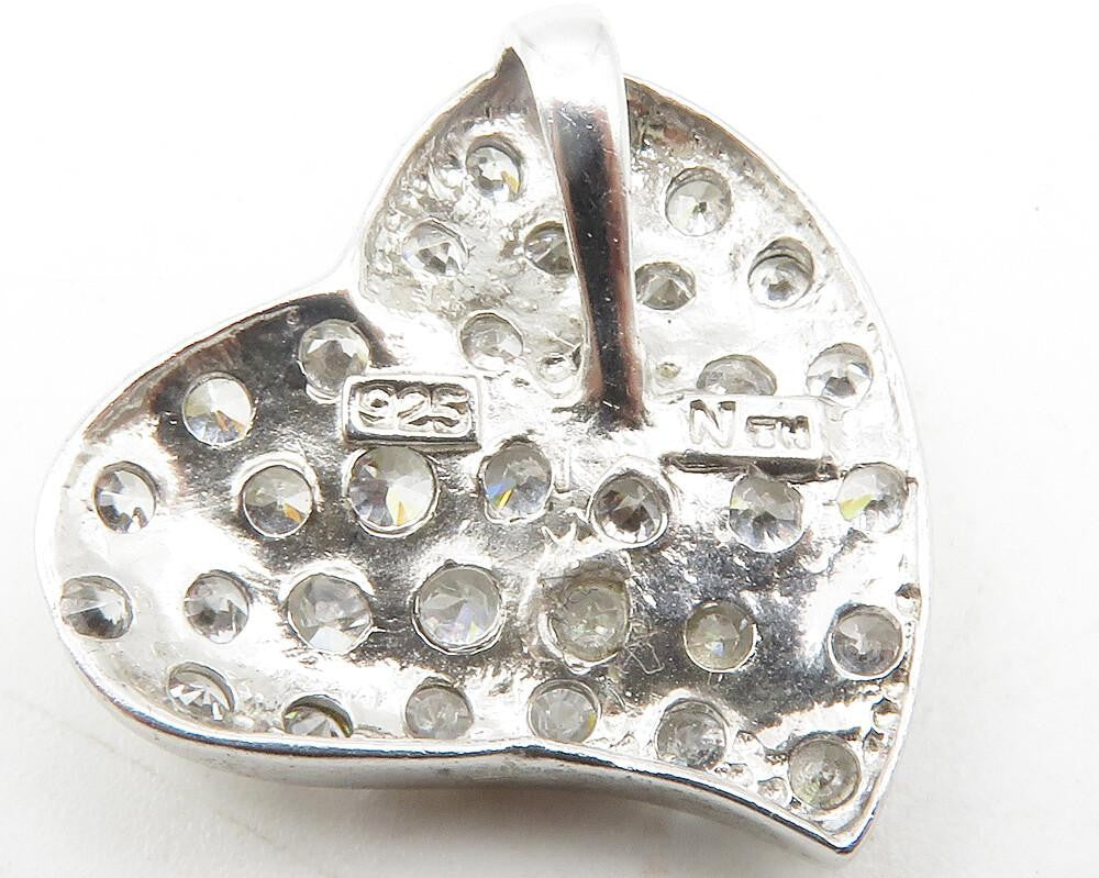 925 Sterling Silver  Shiny Topaz Dotted Shiny Love Heart Pendant  PT9462