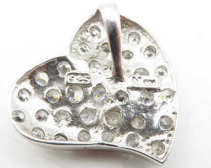 925 Sterling Silver  Shiny Topaz Dotted Shiny Love Heart Pendant  PT9462
