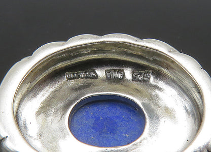925 Sterling Silver  Vintage Cabochon Lapis Lazuli Oval Swirl Pendant  PT19327