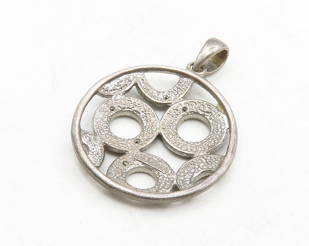 925 Sterling Silver  Vintage Genuine Diamonds Open Circles Pendant  PT10566