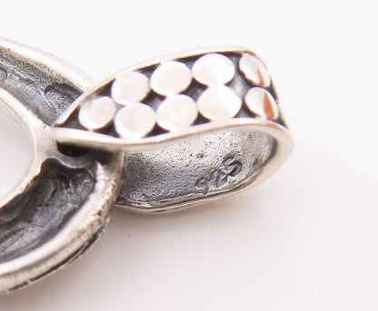 925 Sterling Silver  Vintage Shiny Swirl Open Love Hearts Pendant  PT15664