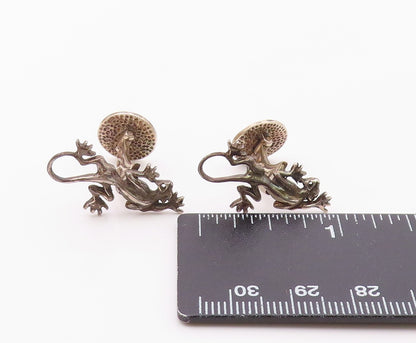 925 Sterling Silver  Vintage Carved Royal Crown Reptilian Cufflinks  TR3329