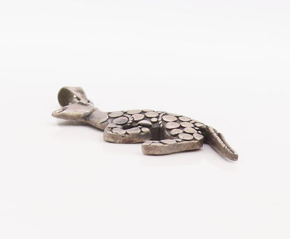 925 Sterling Silver Vintage Pendant Solid Carved Polka Dotted Kangaroo  PT23536