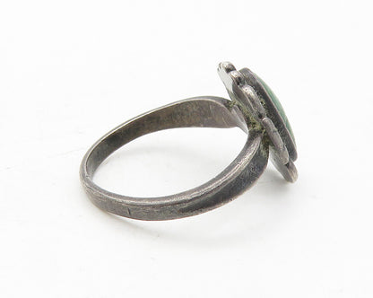 POST BELL TRADING 925 Silver  Vintage Green Jasper Band Ring Sz 6.5  RG10158
