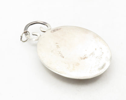 925 Sterling Silver  Vintage Cabochon Cut Spotted Jasper Oval Pendant  PT7430