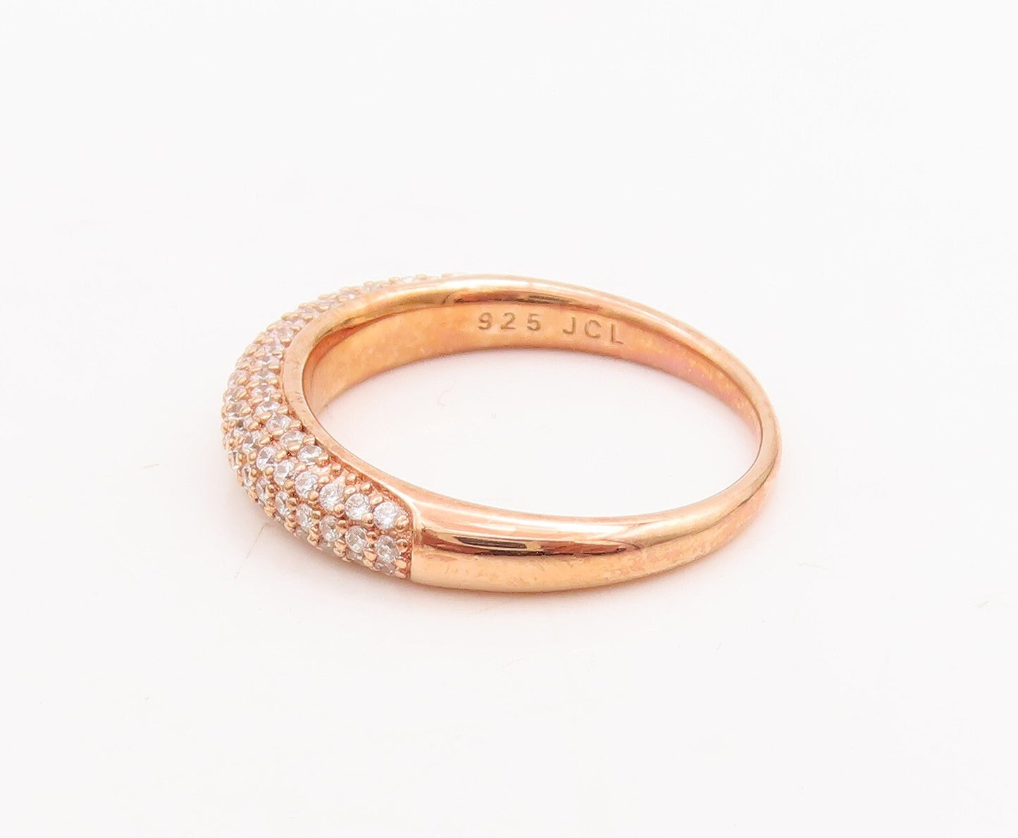 925 Sterling Silver Vintage Ring Rose Gold Plated CZ Inlay  Sz 7  RG29106