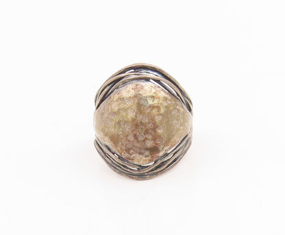 925 Sterling Silver Vintage Ring OR PAZ ISRAEL Modernist Wide Band Sz 9 RG34805