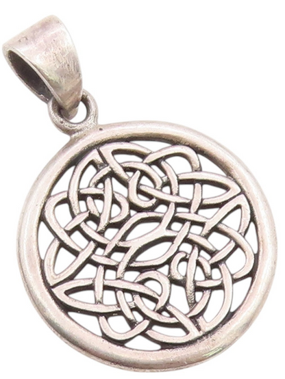 925 Sterling Silver Vintage Pendant Dark Tone Celtic Knot Design Cutout  PT24526