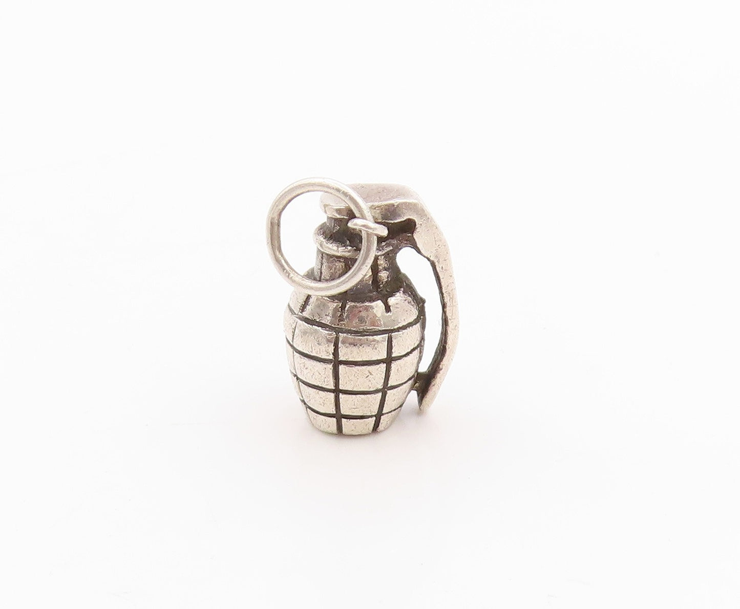 925 Sterling Silver Vintage Pendant Antique 3D Carved Pin Bomb Charm  PT24671