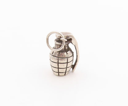 925 Sterling Silver Vintage Pendant Antique 3D Carved Pin Bomb Charm  PT24671