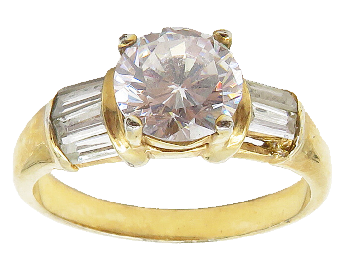 925 Sterling Silver  Cubic Zirconia Gold Plated Shiny Band Ring Sz 10  RG15895