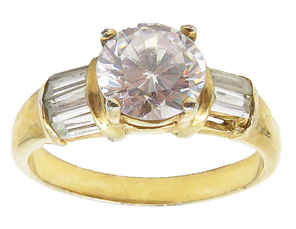 925 Sterling Silver  Cubic Zirconia Gold Plated Shiny Band Ring Sz 10  RG15895