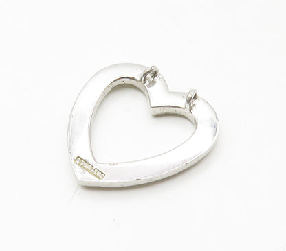 925 Sterling Silver  Vintage Cubic Zirconia Open Love Heart Pendant  PT13264