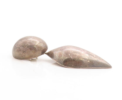 925 Sterling Silver Vintage Earrings MEXICO Dark Tone Puffed Dangling  EG13279