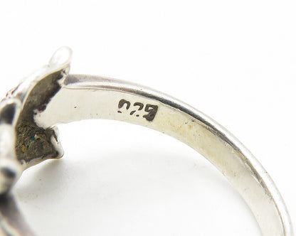 925 Sterling Silver   Vintage Butterfly Motif Smooth Band Ring Sz 7  RG11634