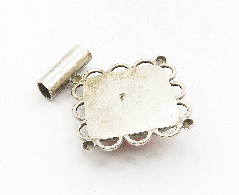 925 Sterling Silver Vintage Rhodochrosite Dark Tone Slide Pendant PT7089