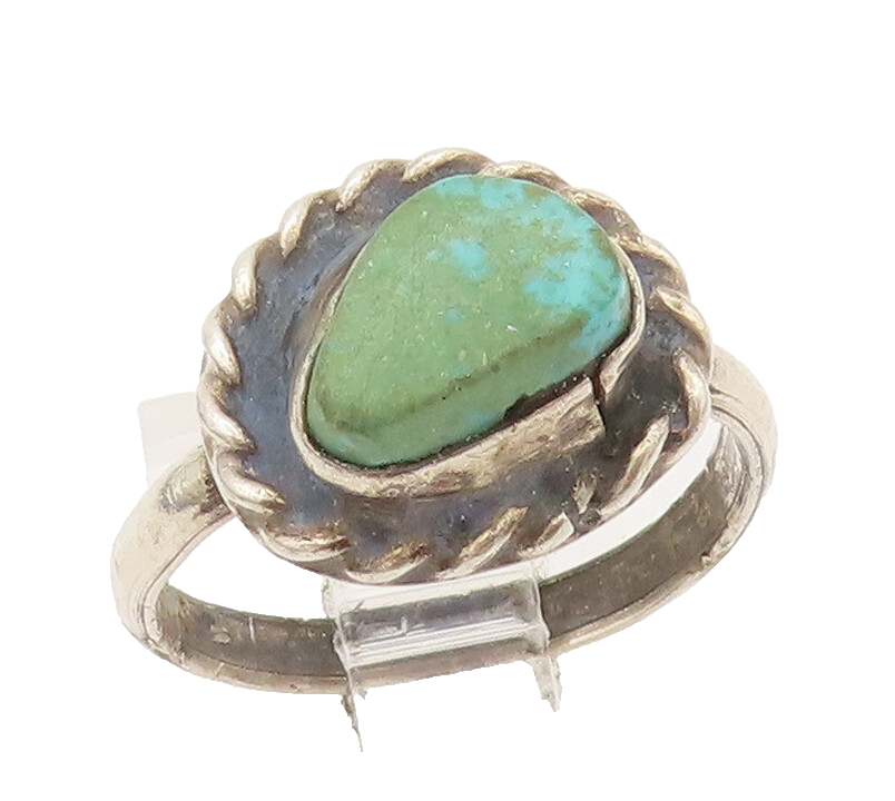 925 Sterling Silver Vintage Ring NAVAJO Amorphous Turquoise  Sz 6.5  RG27953