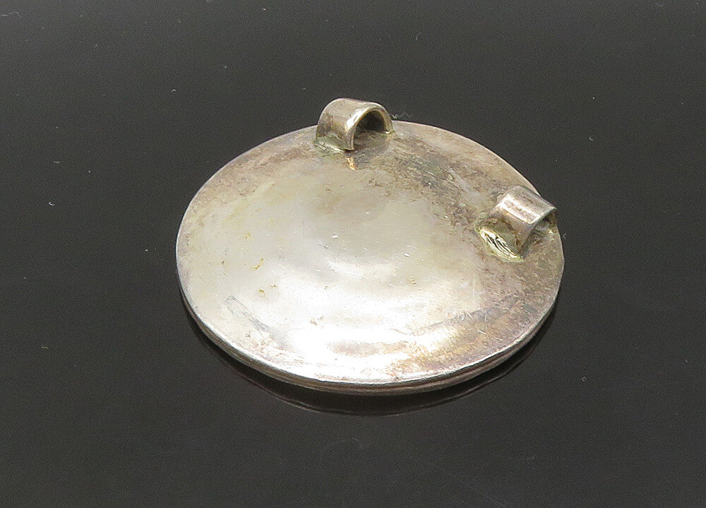 925 Sterling Silver  Vintage Shiny Detail Graduated Circles Pendant  PT18664