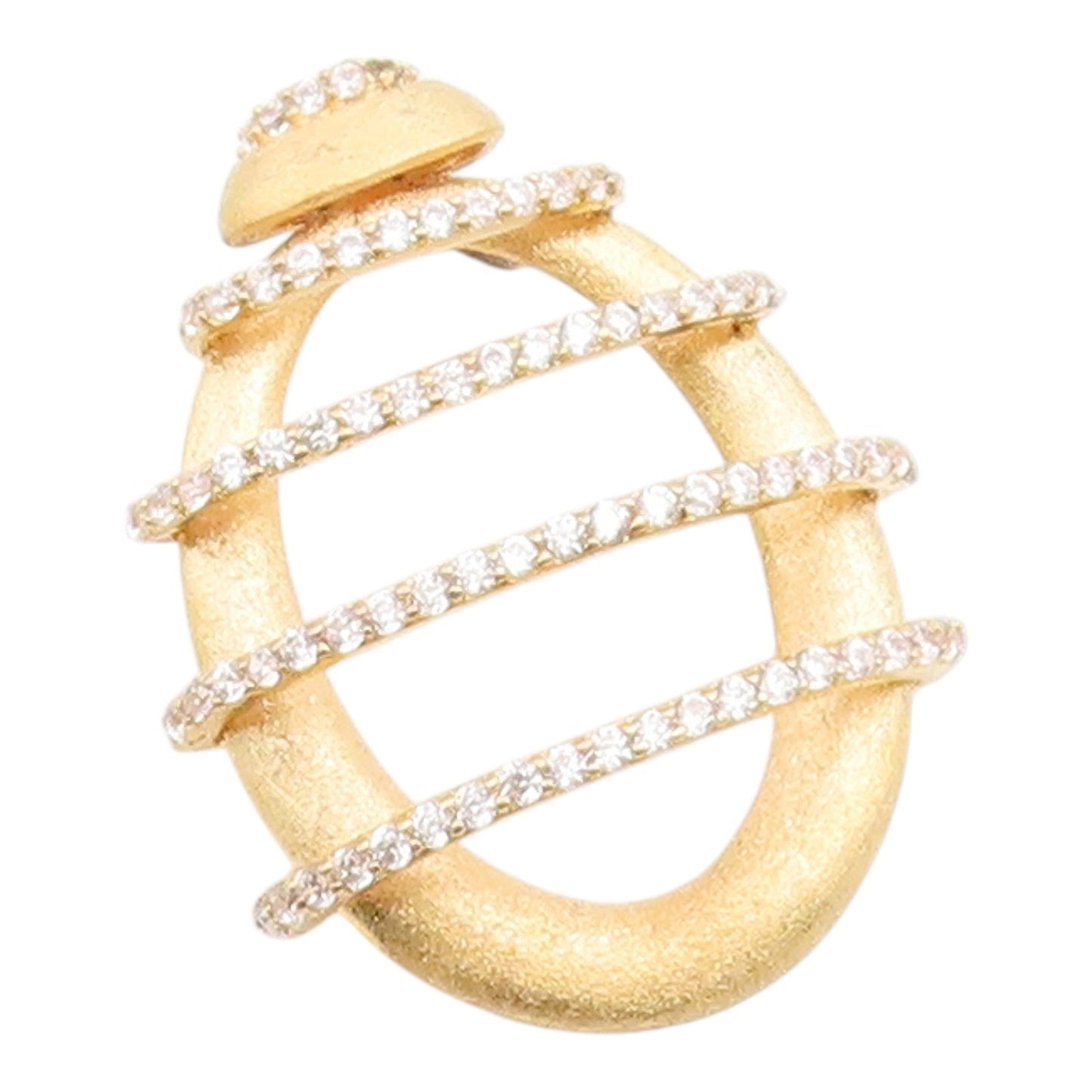 925 Sterling Silver Vintage Pendant Gold Plated CZ Pave Celestial Orbit  PT26021
