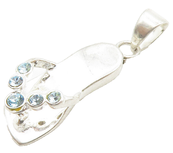 925 Sterling Silver  Vintage Blue Topaz Flip Flop Sandal Motif Pendant PT11429