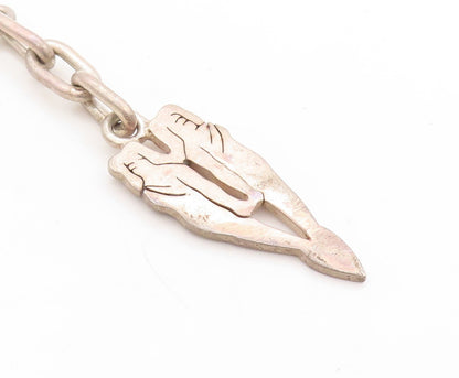 925 Sterling Silver Vintage Keychain MIDDLE EAST Designer Heart Shape Men TR3809