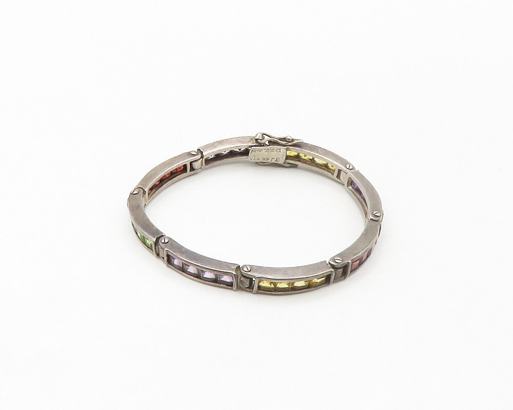 DEZAN 925 Silver Vintage Amethyst Citrine & Multi Stone Chain Bracelet BT6734