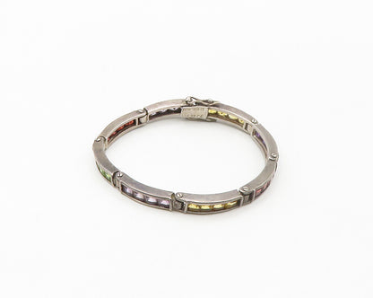 DEZAN 925 Silver Vintage Amethyst Citrine & Multi Stone Chain Bracelet BT6734
