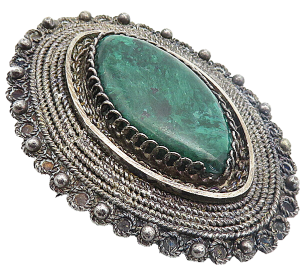 925 Sterling Silver Vintage Eilat Stone Oxidized Twist Brooch Pin BP2957