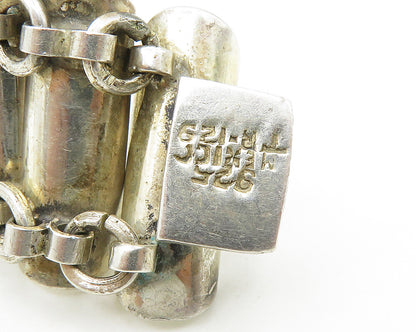 MEXICO 925 Sterling Silver  Vintage Shiny Concave Link Chain Bracelet  BT7096