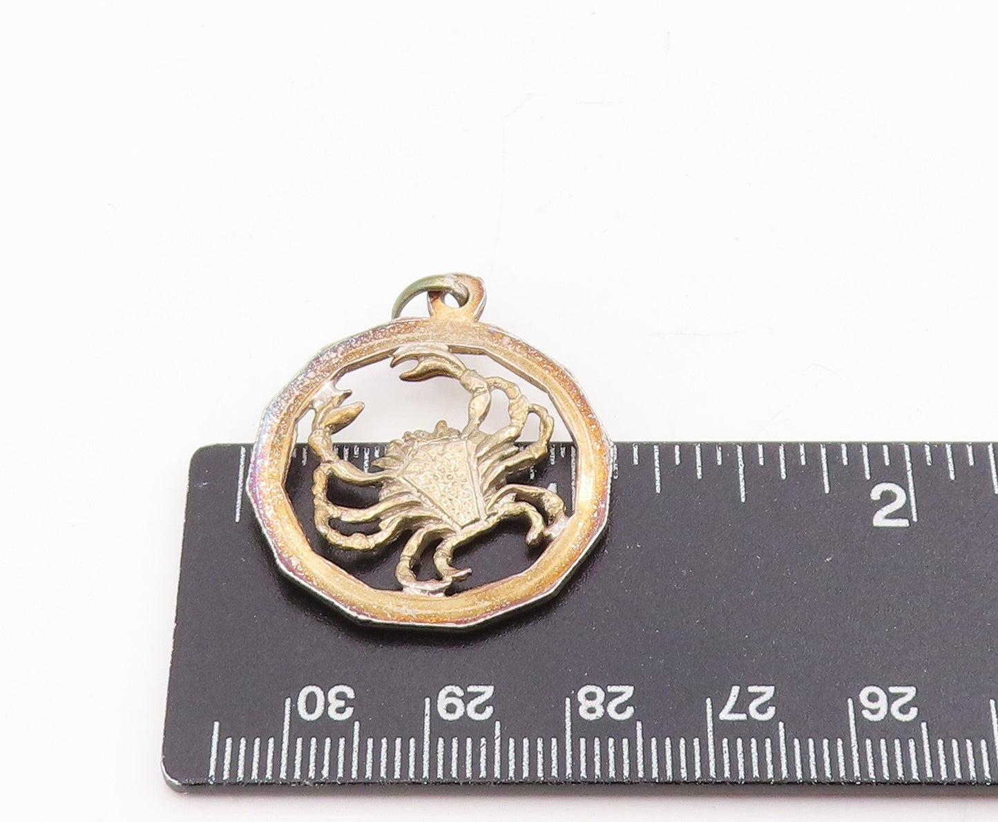 925 Sterling Silver Vintage Pendant Carved Crab Cancer Zodiac Medallion  PT25769