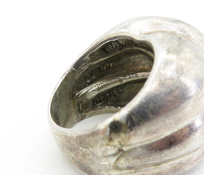MEXICO 925 Silver  Vintage Dark Tone Fluted Bubble Band Ring Sz 6.5  RG6978