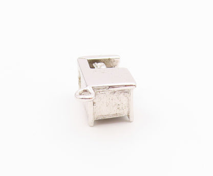 925 Sterling Silver  Vintage Office Desk With Computer Charm Pendant  PT21731